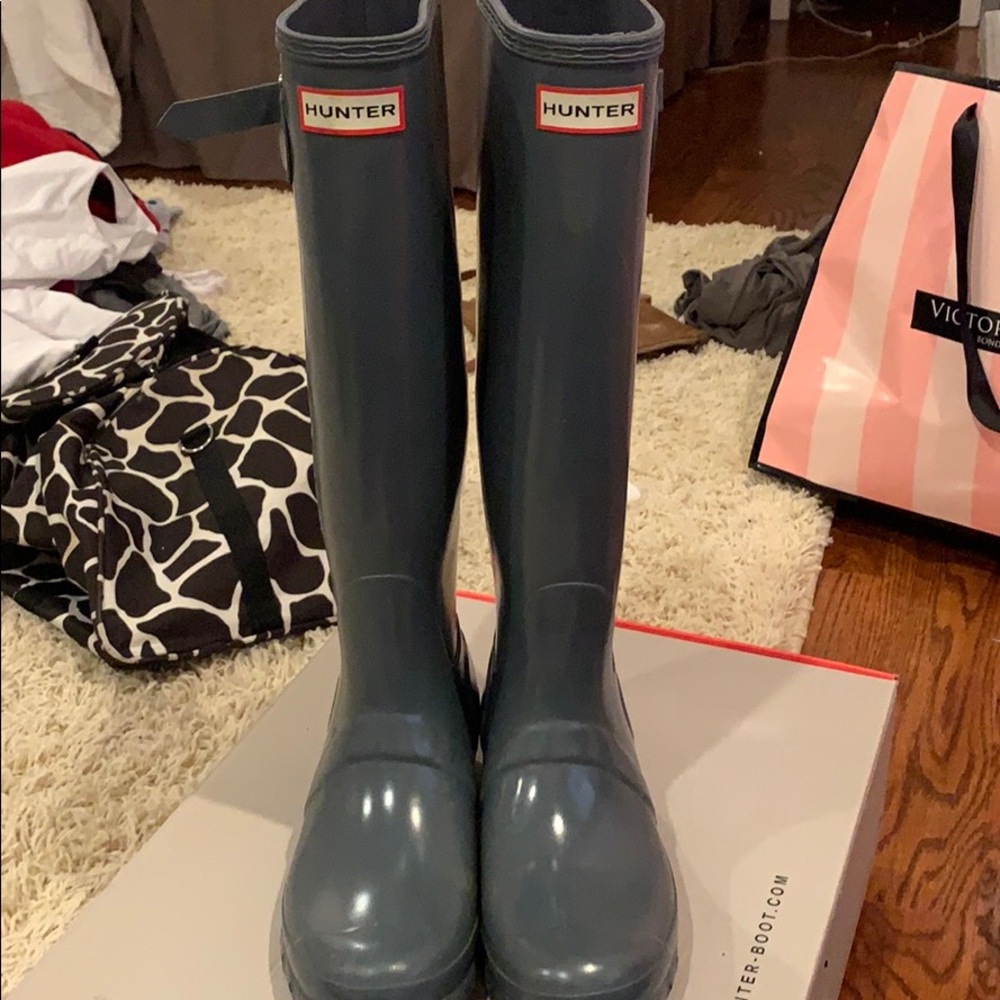 Grey Tall Hunter Rain Boots